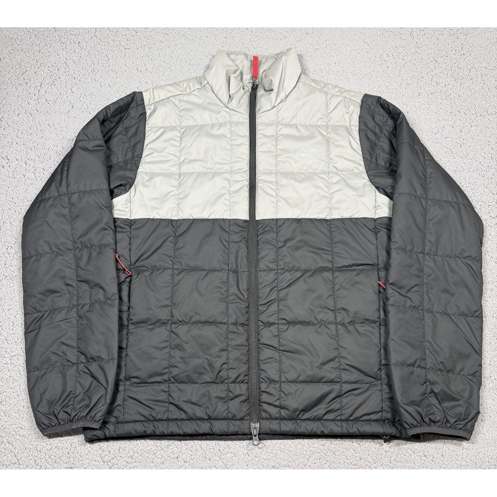 Stoic Jacket Mens Medium Gray Puffer Quilted Full‎ Zip Colorblock Insulated